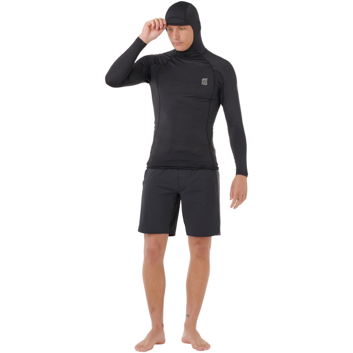 2026 Rip Curl Mens Search UPF Performance Hooded Long Sleeve Rash Vest 16IMRV - Black